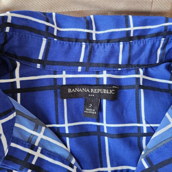 BANANA REPUBLIC FACTORY BLUE PLAID DRESS  SIZE 2 - Picture 5 of 6